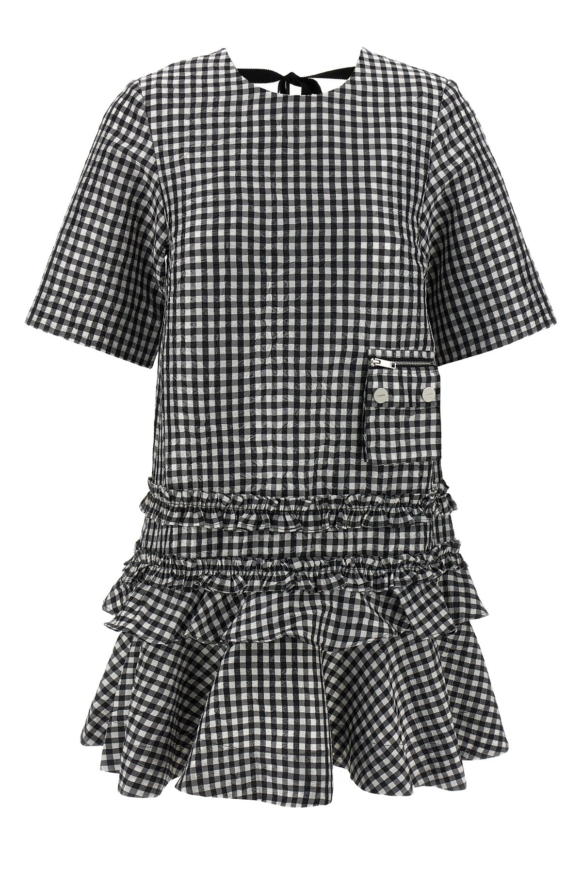 crinkled check mini dress in crinkled vichy fabric