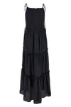 long viscose dress black smock tie