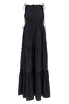 long viscose dress black smock tie