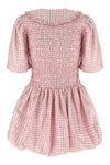mini pink check dress in all-over textured check print synthetic fabric