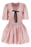 mini pink check dress in all-over textured check print synthetic fabric
