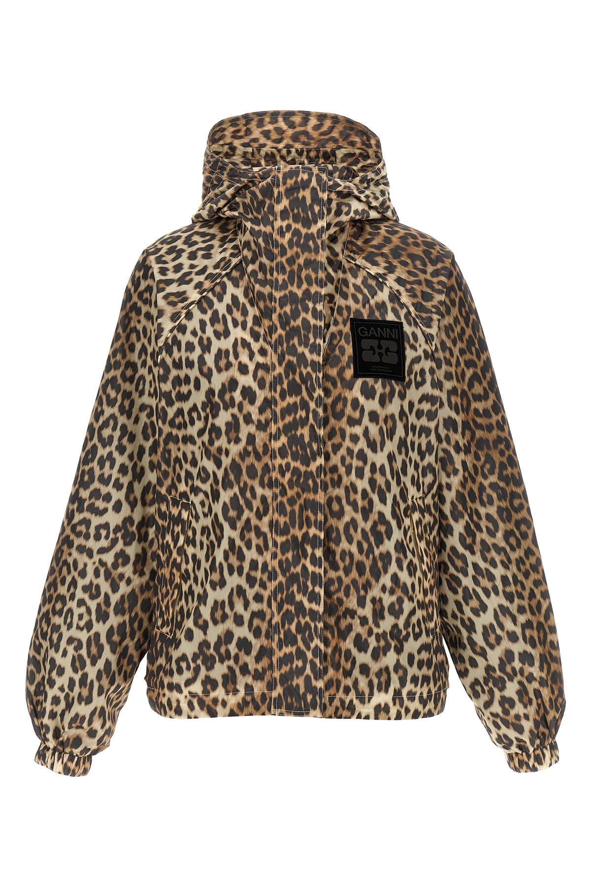 leopard print nylon animal print nylon windbreaker jacket