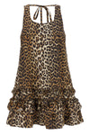 leopard cotton poplin mini leopard-print cotton poplin dress