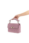 rockstud spike shoulder bag in quilted moiré fabric
