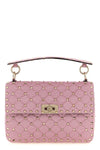 rockstud spike shoulder bag in quilted moiré fabric