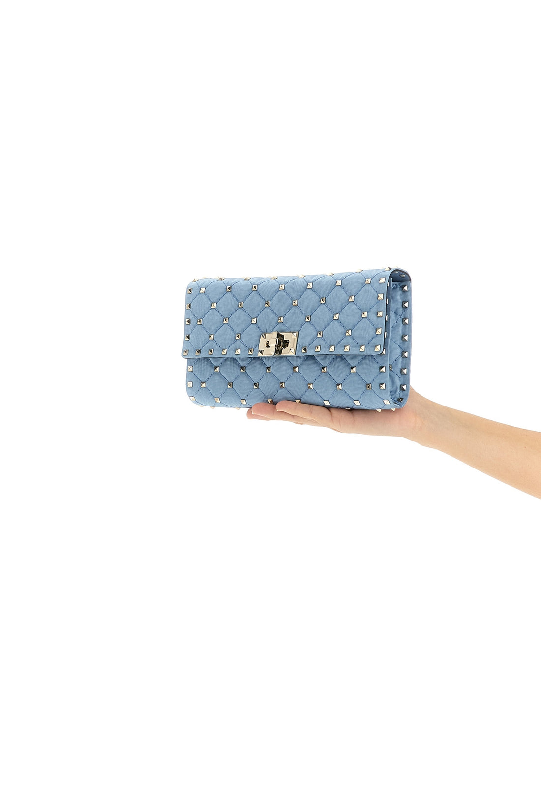 VALENTINO GARAVANI OS rockstud spike crossbody bag in quilted moiré fabric