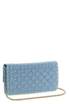 rockstud spike crossbody bag in quilted moiré fabric
