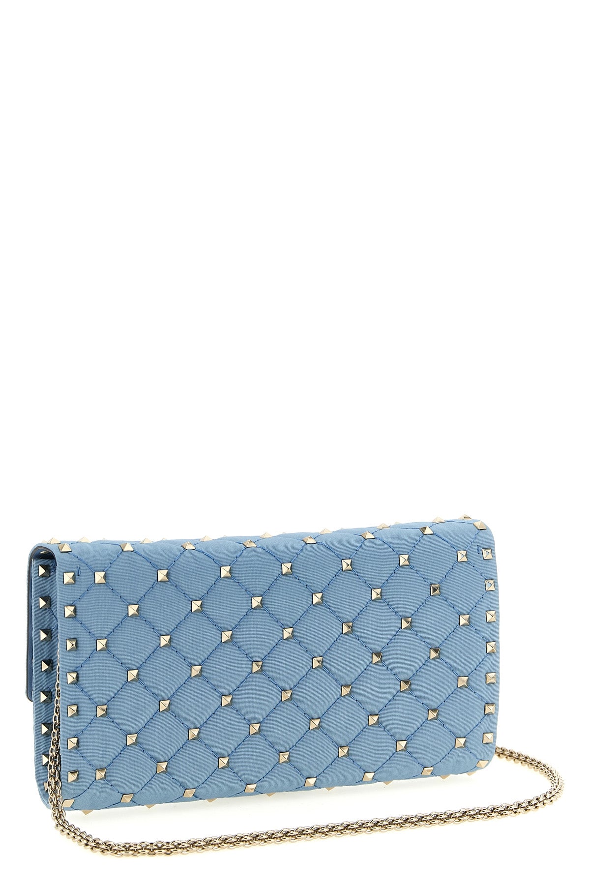 rockstud spike crossbody bag in quilted moiré fabric