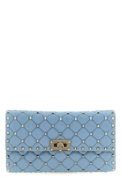 rockstud spike crossbody bag in quilted moiré fabric
