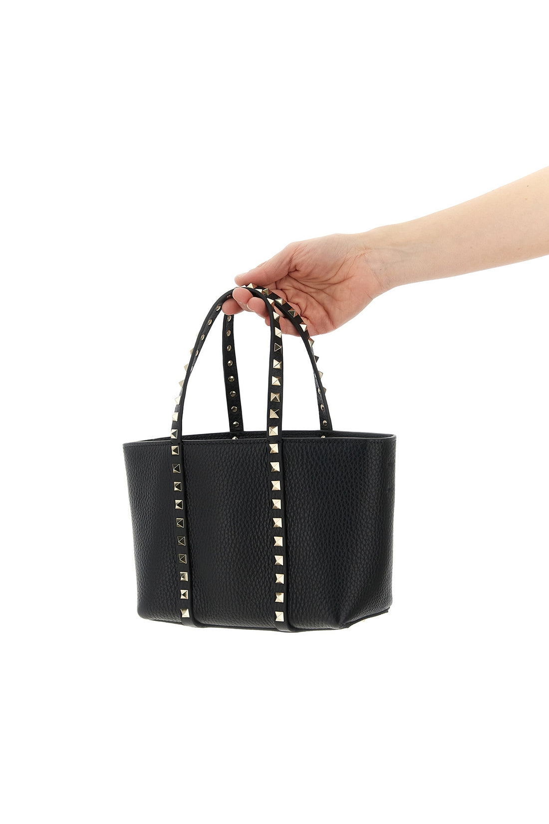 VALENTINO GARAVANI OS rockstud mini hammered leather shopping bag