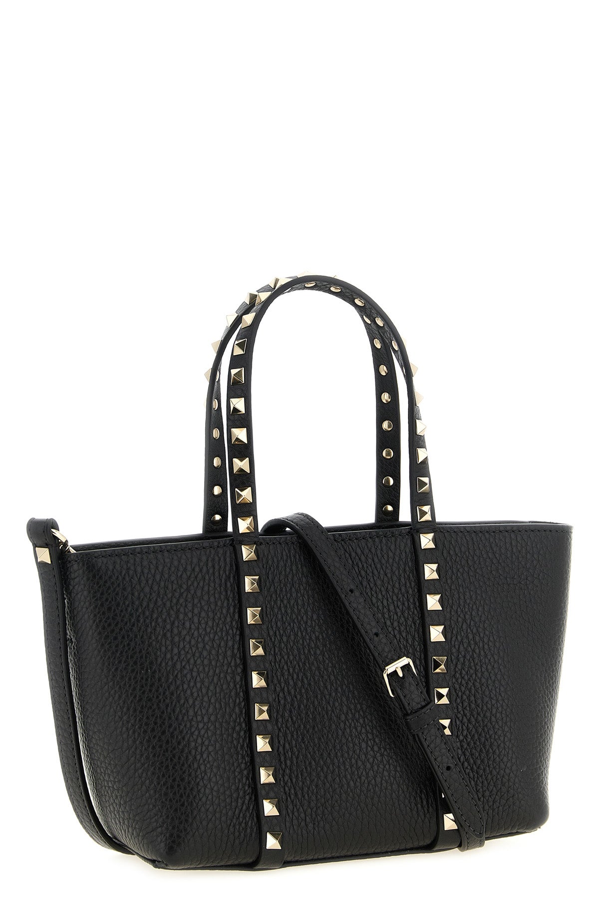 rockstud mini hammered leather shopping bag