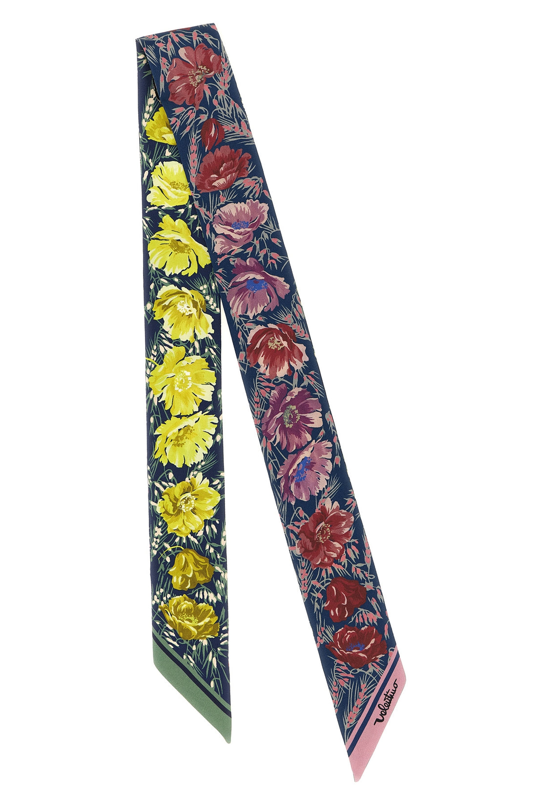 VALENTINO GARAVANI OS apres lhiver-poppies print silk double-face bandeau