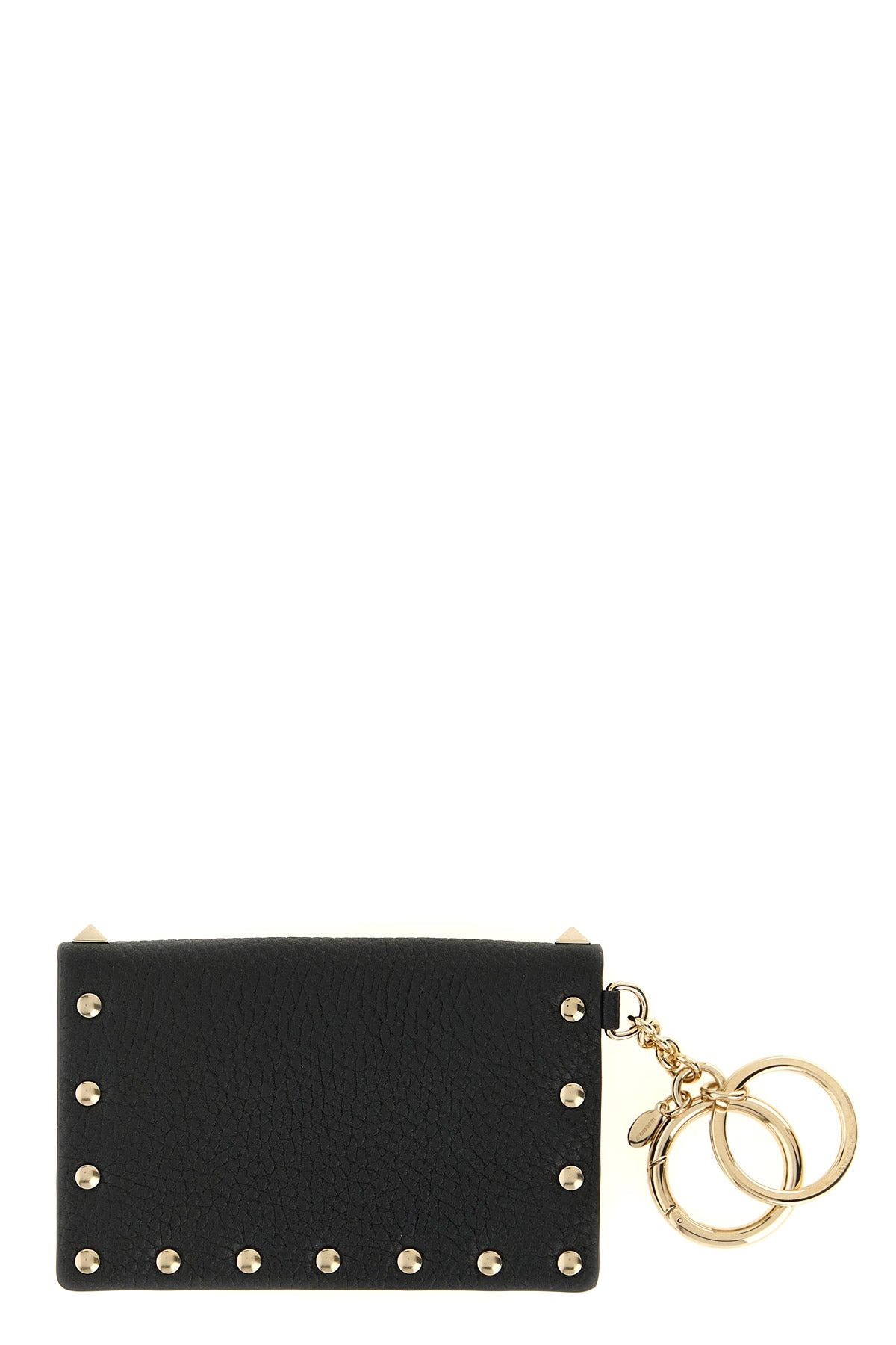 the valentino garavani charm black hammered calf leather card holder defines the