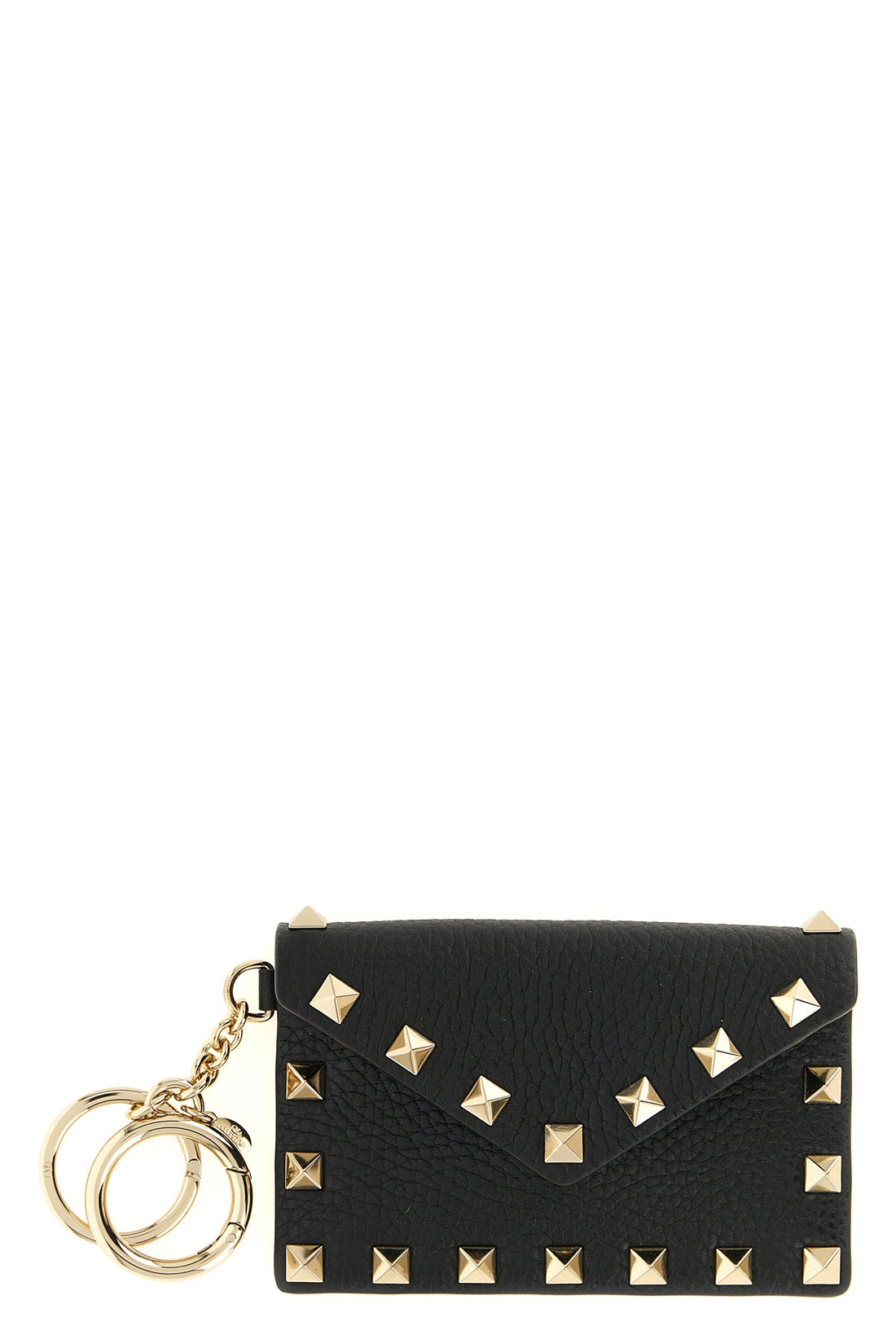 VALENTINO GARAVANI OS the valentino garavani charm black hammered calf leather card holder defines the
