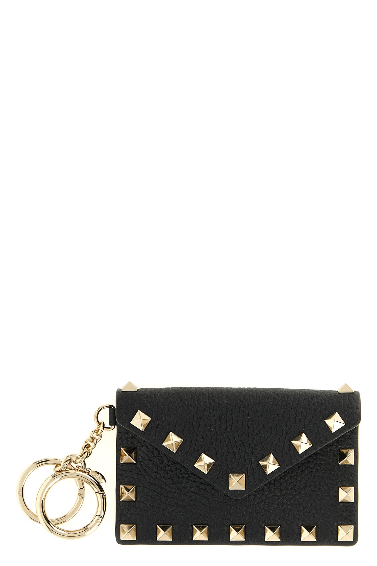 the valentino garavani charm black hammered calf leather card holder defines the