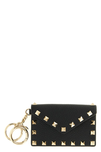 the valentino garavani charm black hammered calf leather card holder defines the