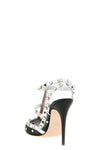 rockstud pumps in lace and laminated leather
