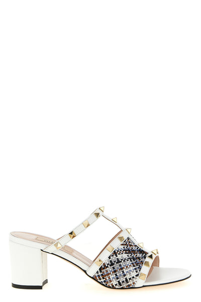rockstud slides in calf leather