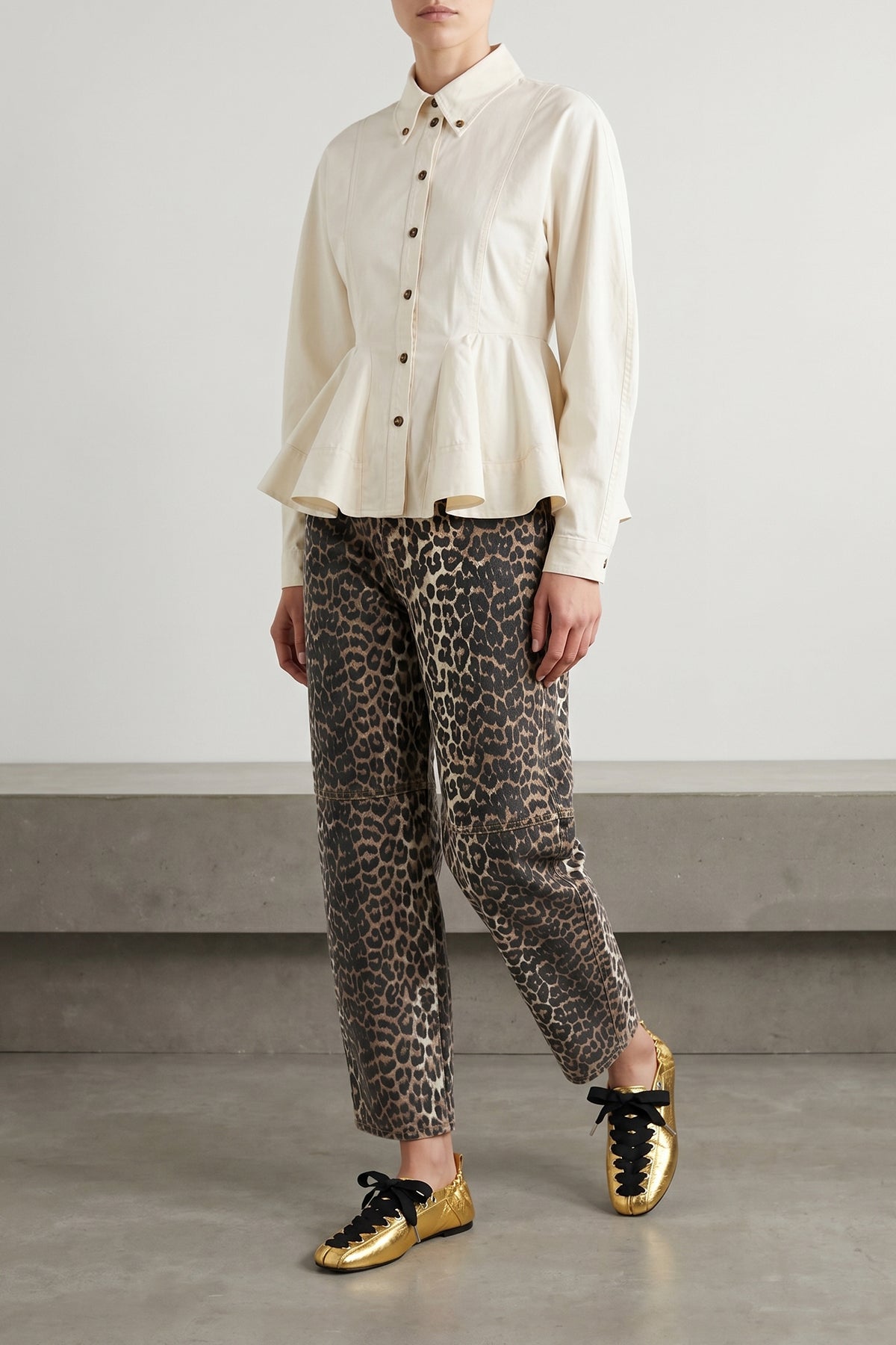 peplum slightly stretch cotton shirt