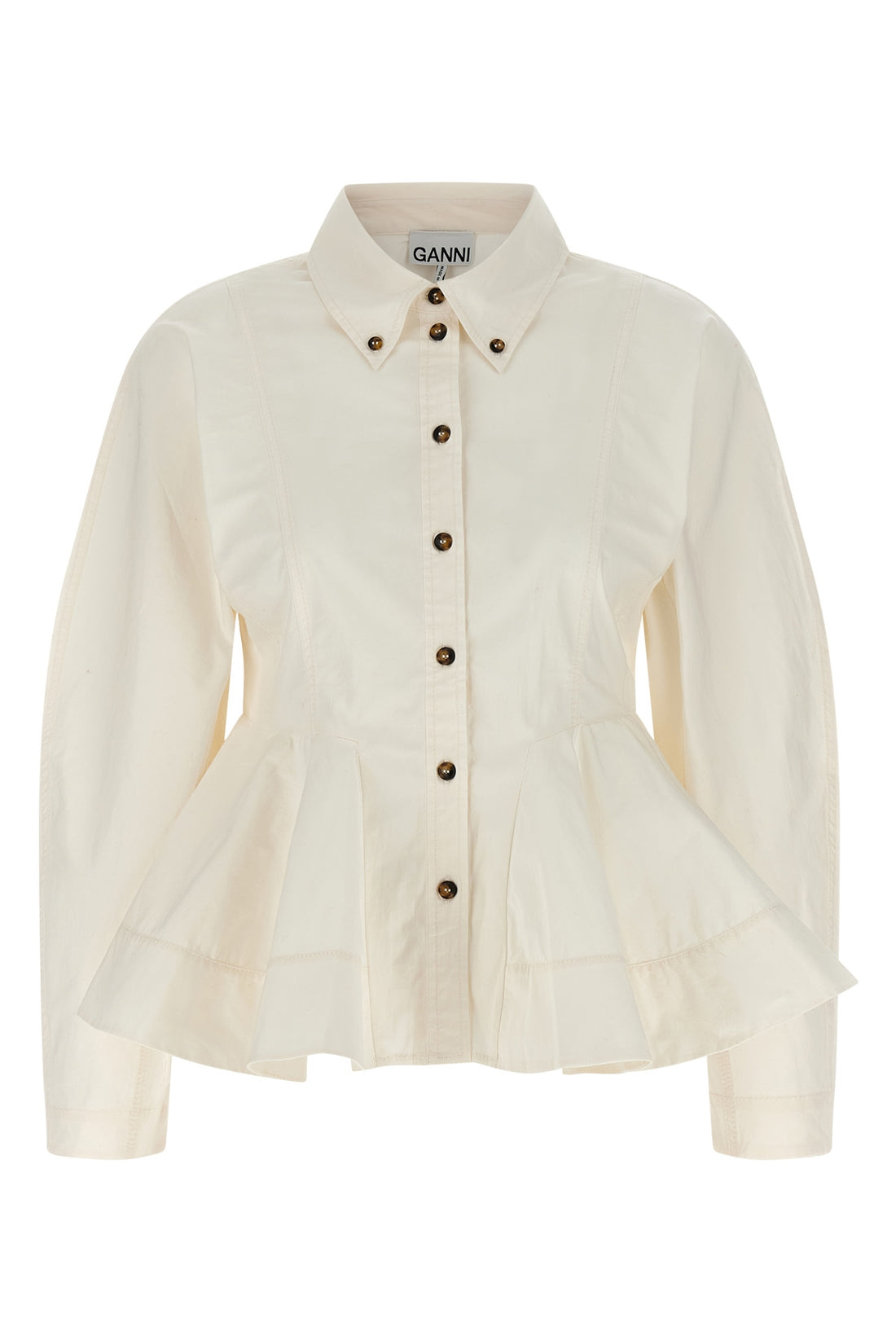 GANNI 34 peplum slightly stretch cotton shirt