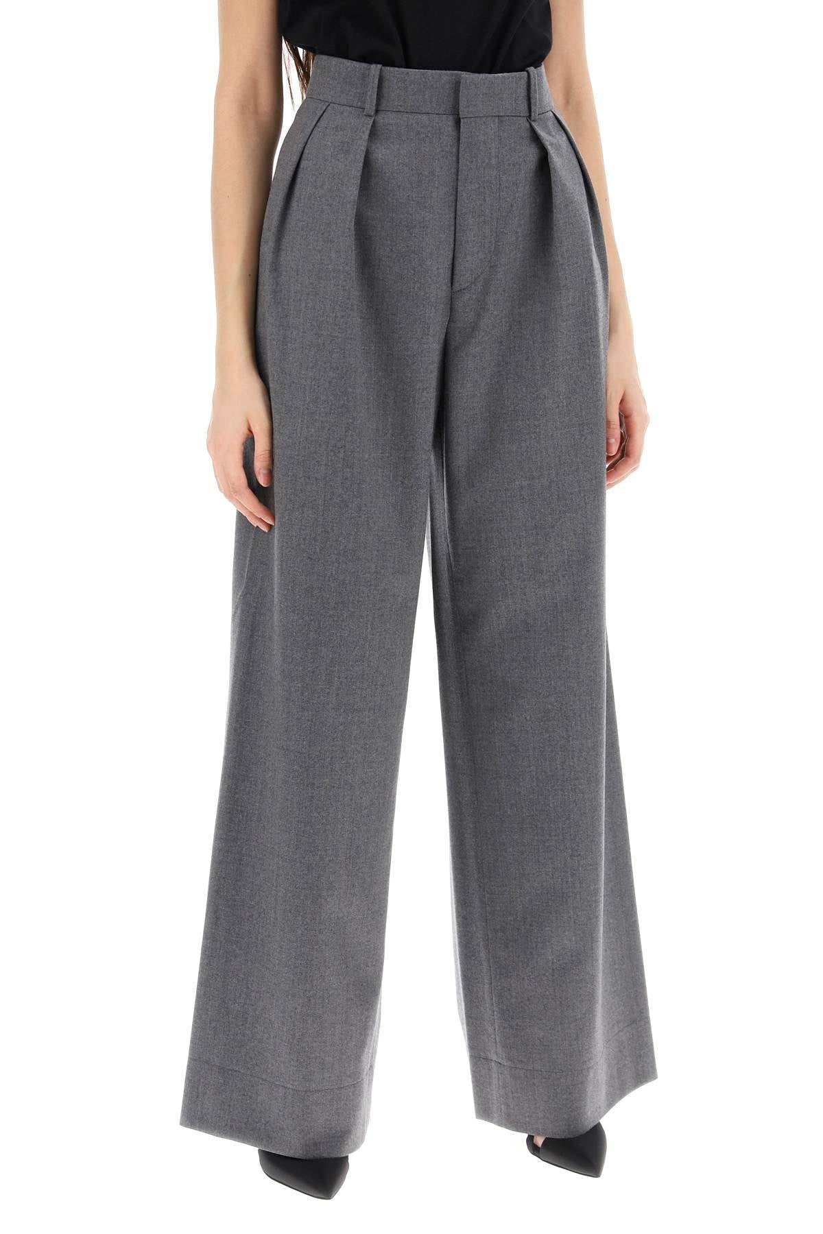 wide leg flannel trousers for men or