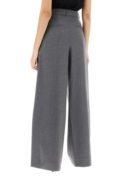 wide leg flannel trousers for men or