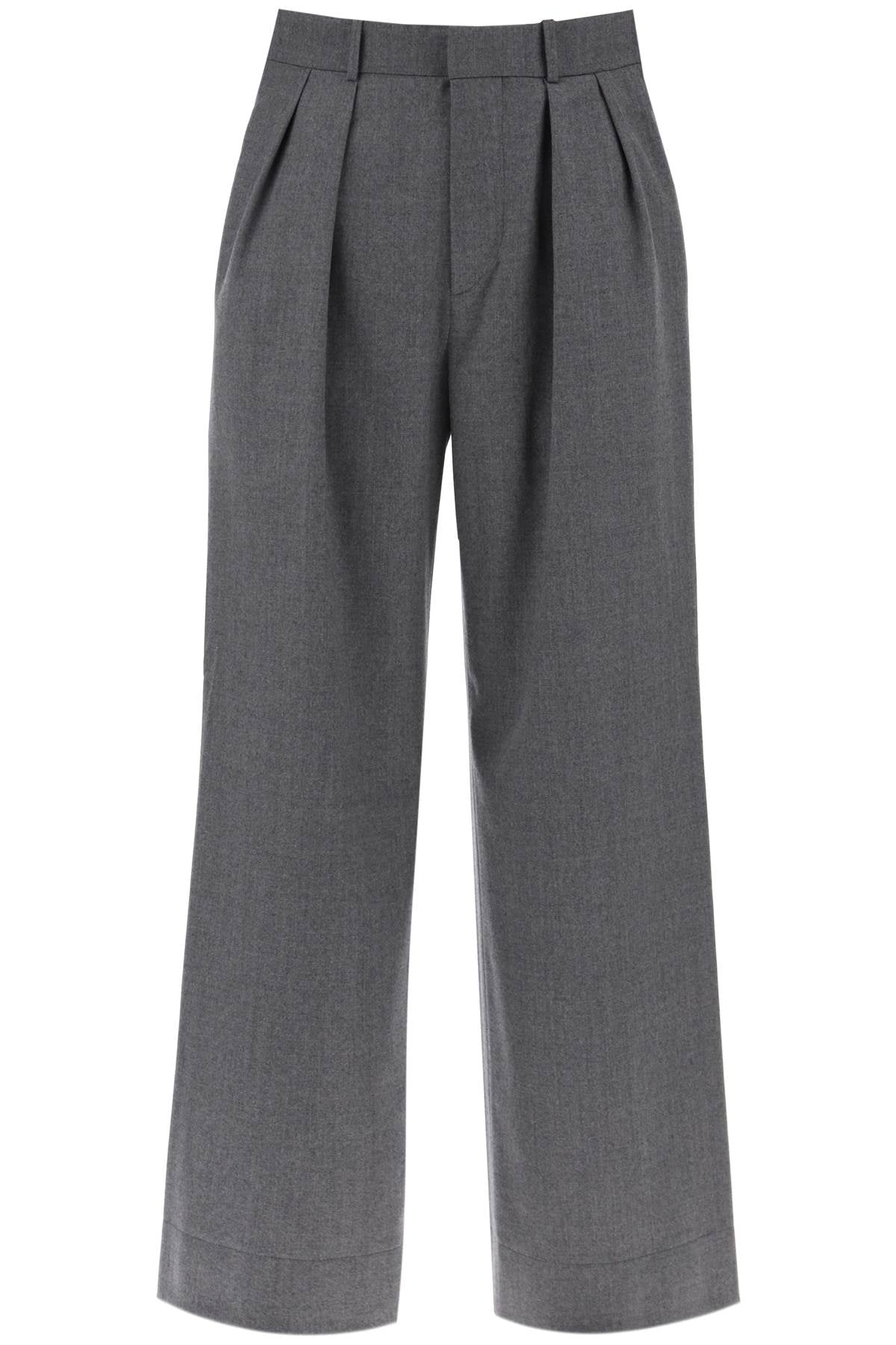 wide leg flannel trousers for men or