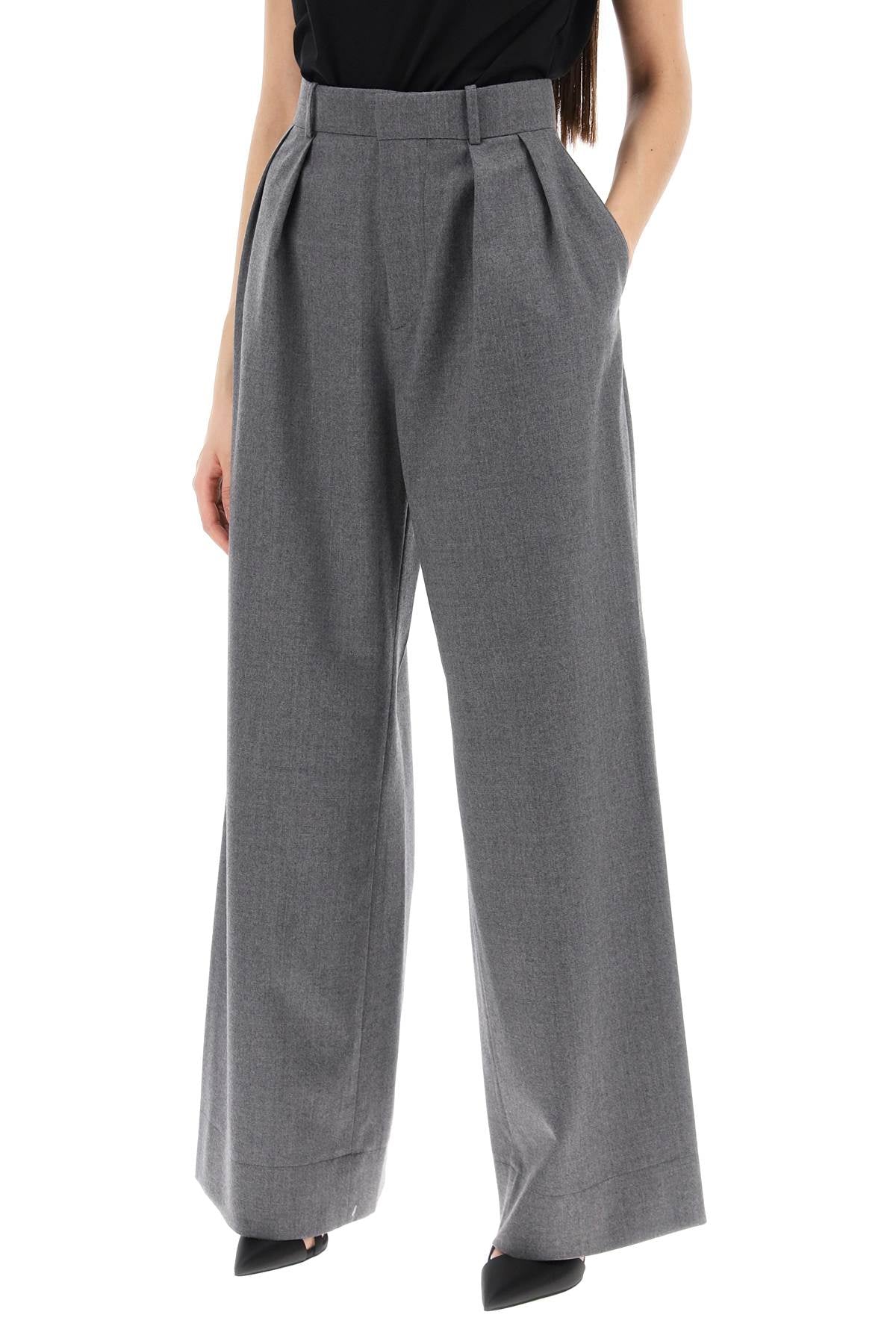 wide leg flannel trousers for men or