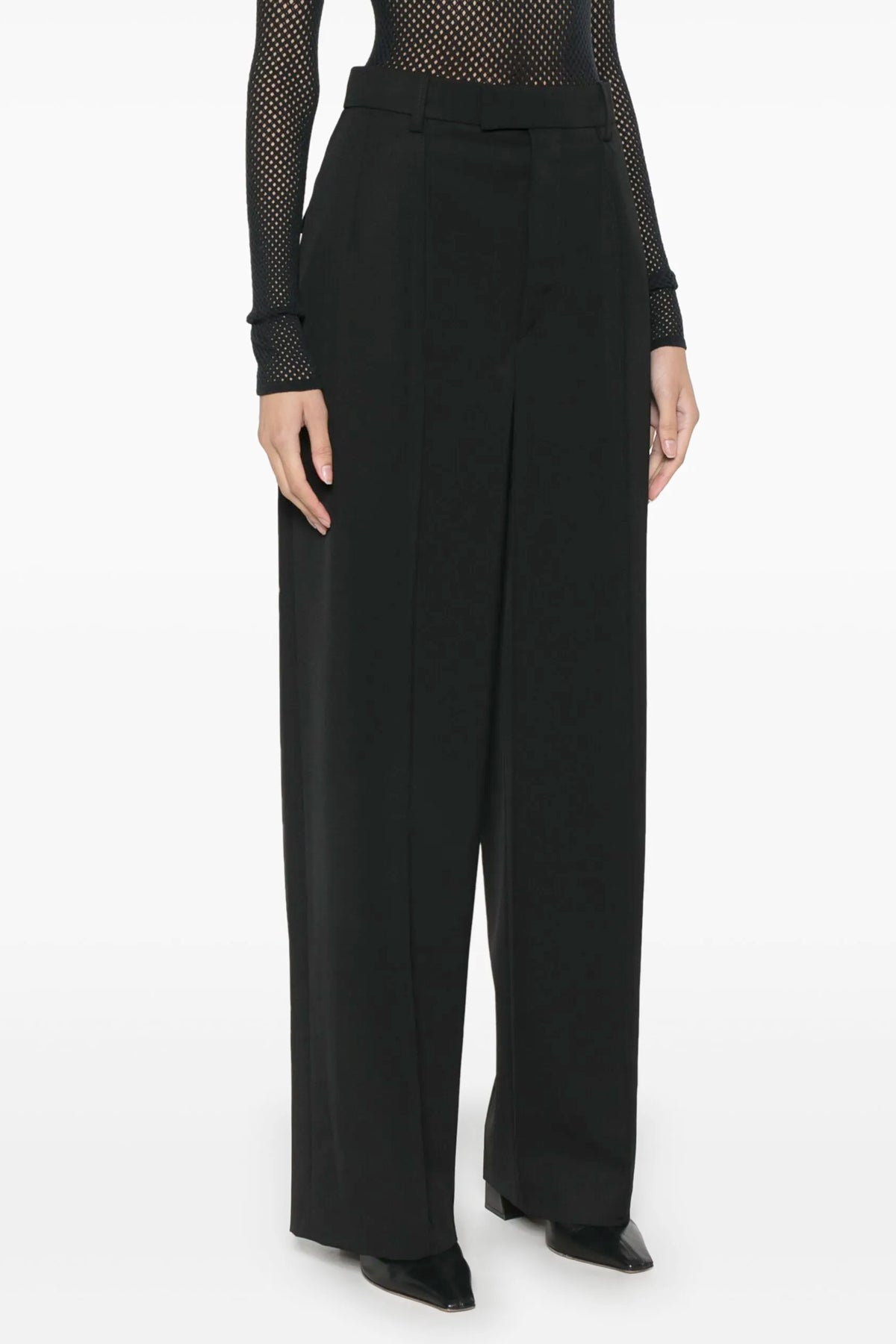 high-waisted rhw wool pants