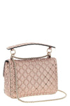 rockstud spike shoulder bag in laminated nappa leather