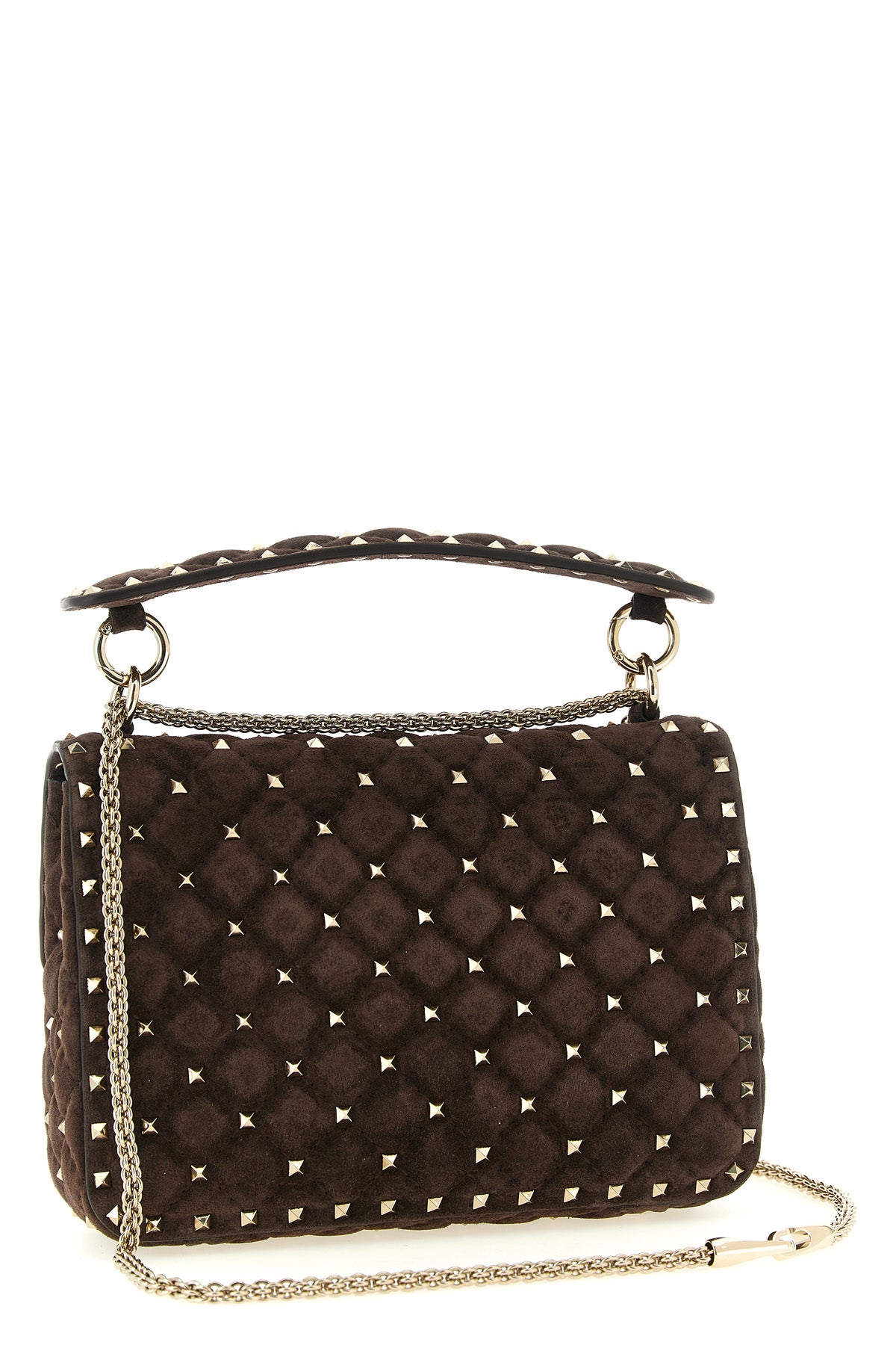 the valentino garavani rockstud spike shoulder bag in fine suede sets new standa