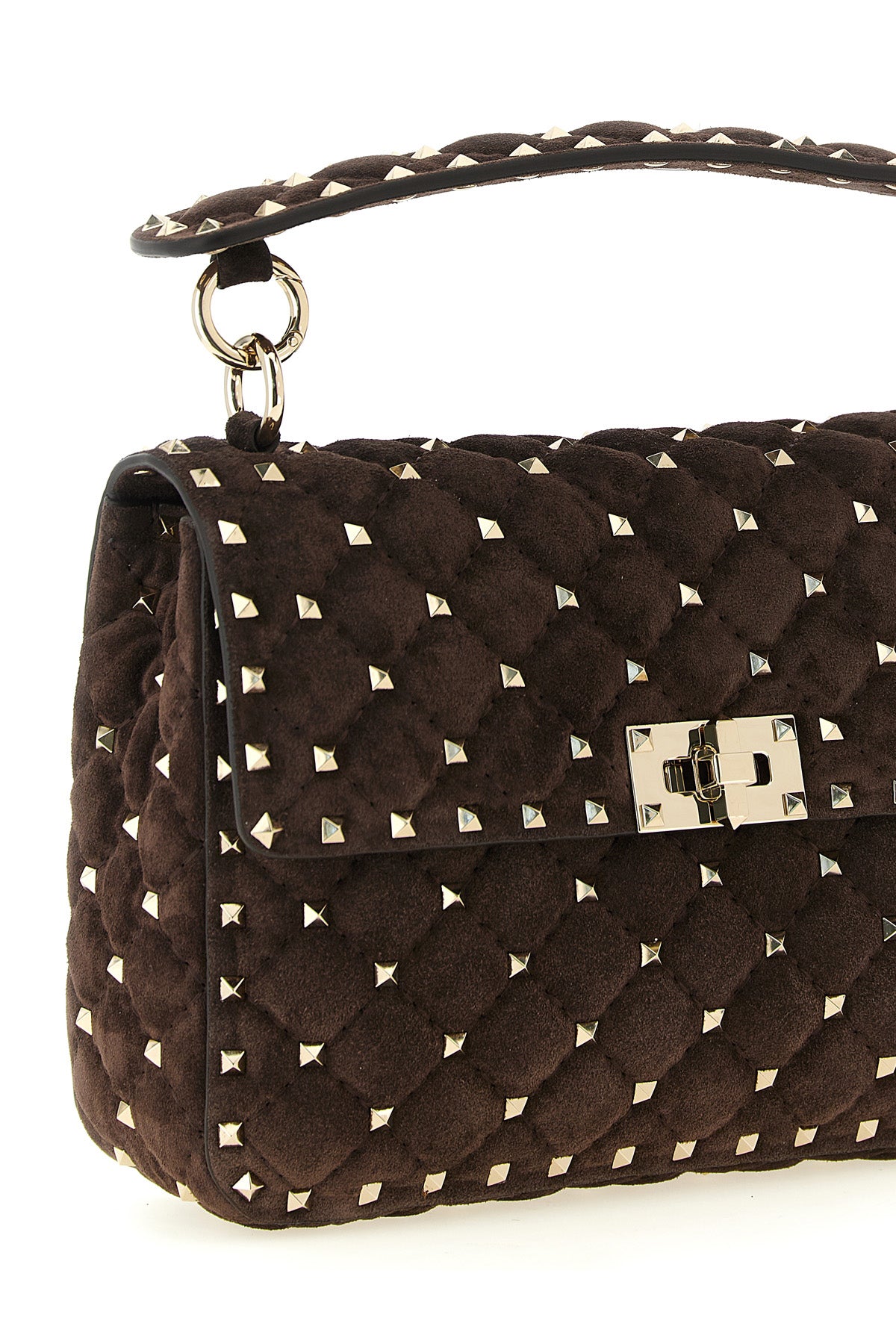 the valentino garavani rockstud spike shoulder bag in fine suede sets new standa