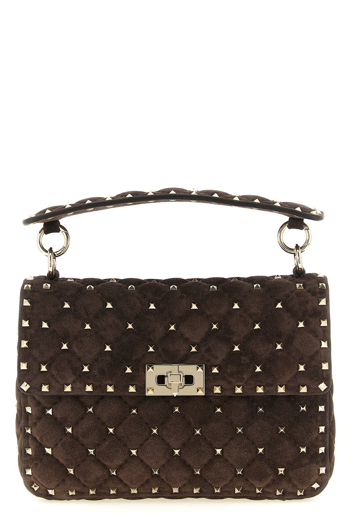 the valentino garavani rockstud spike shoulder bag in fine suede sets new standa
