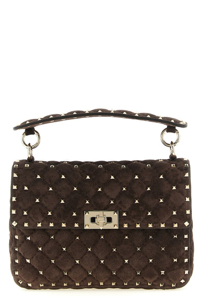 the valentino garavani rockstud spike shoulder bag in fine suede sets new standa