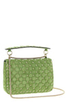 rockstud spike medium shoulder bag in quilted suede