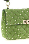 rockstud spike medium shoulder bag in quilted suede