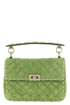 rockstud spike medium shoulder bag in quilted suede