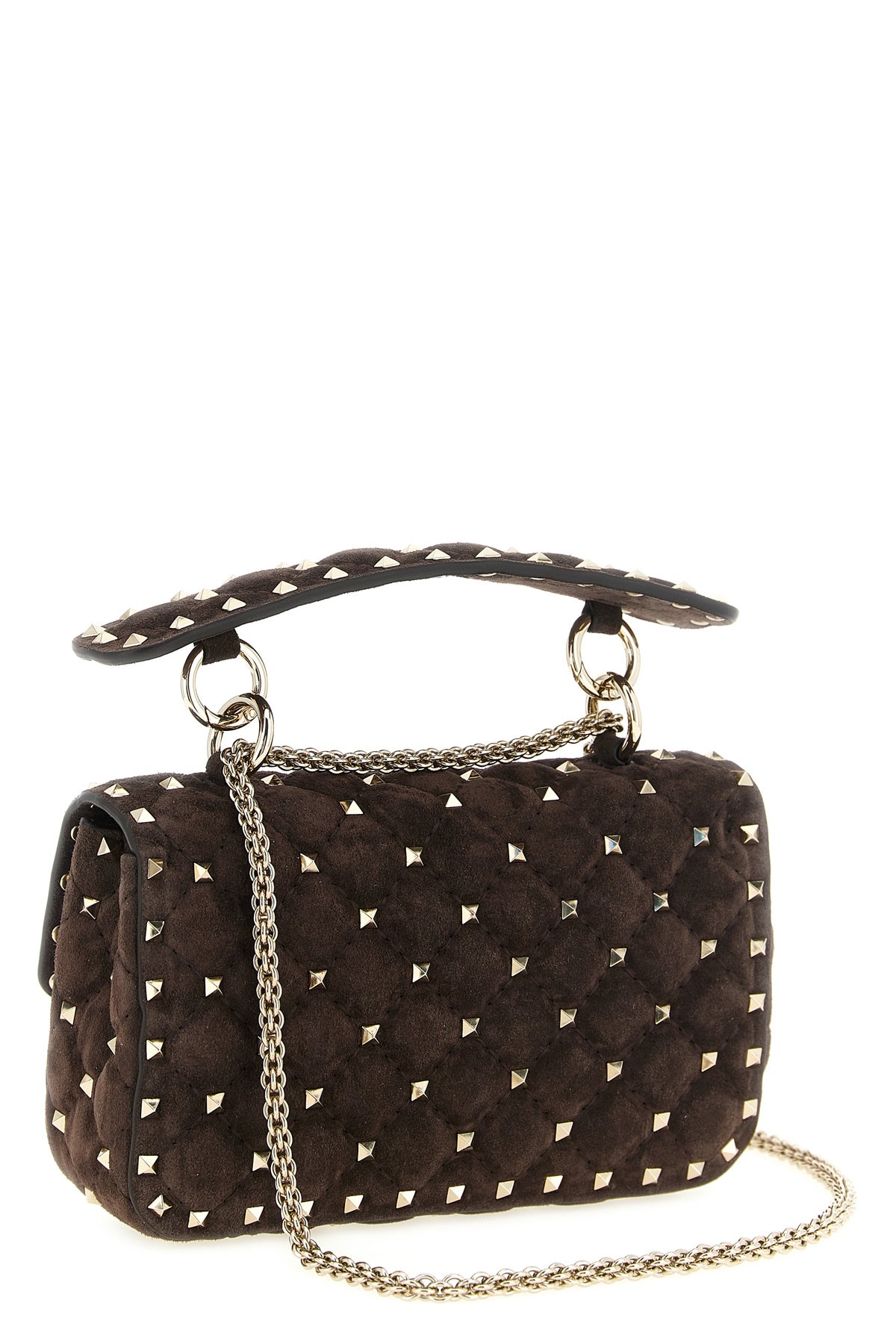 small rockstud spike diamond-shaped suede quilted suede shoulder bag