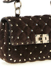 small rockstud spike diamond-shaped suede quilted suede shoulder bag