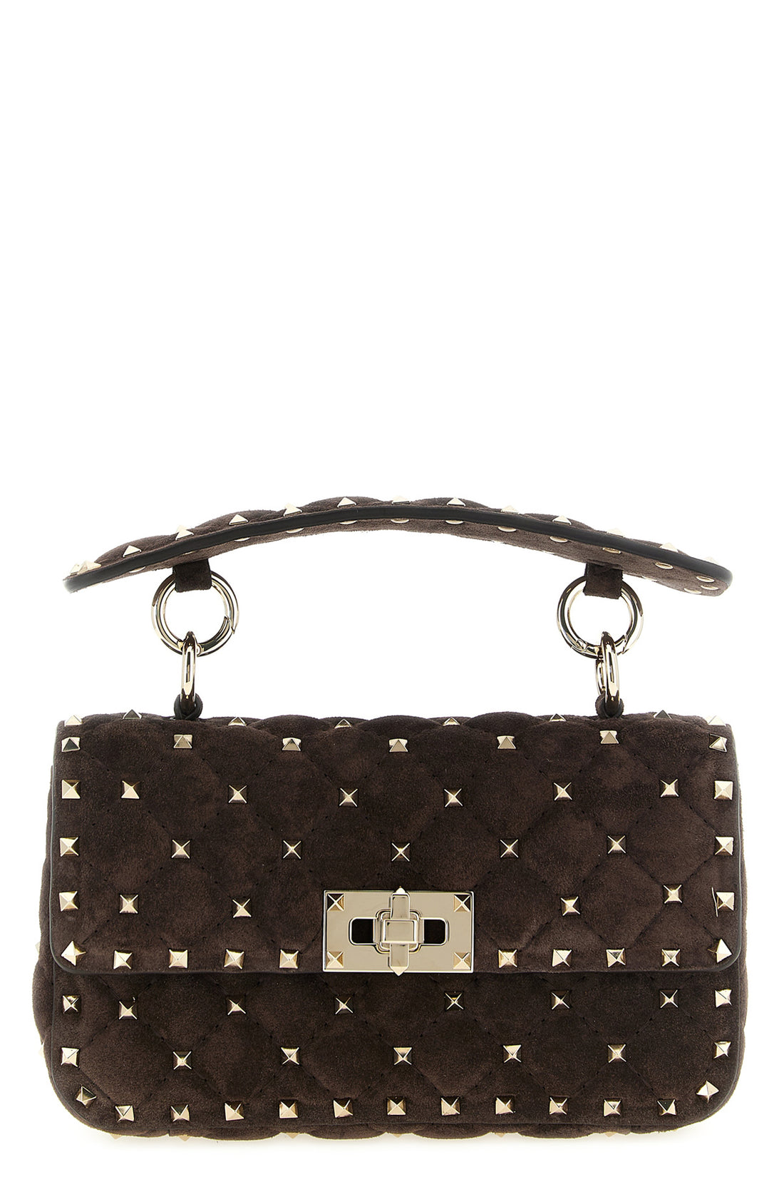 VALENTINO GARAVANI OS small rockstud spike diamond-shaped suede quilted suede shoulder bag