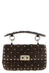 small rockstud spike diamond-shaped suede quilted suede shoulder bag