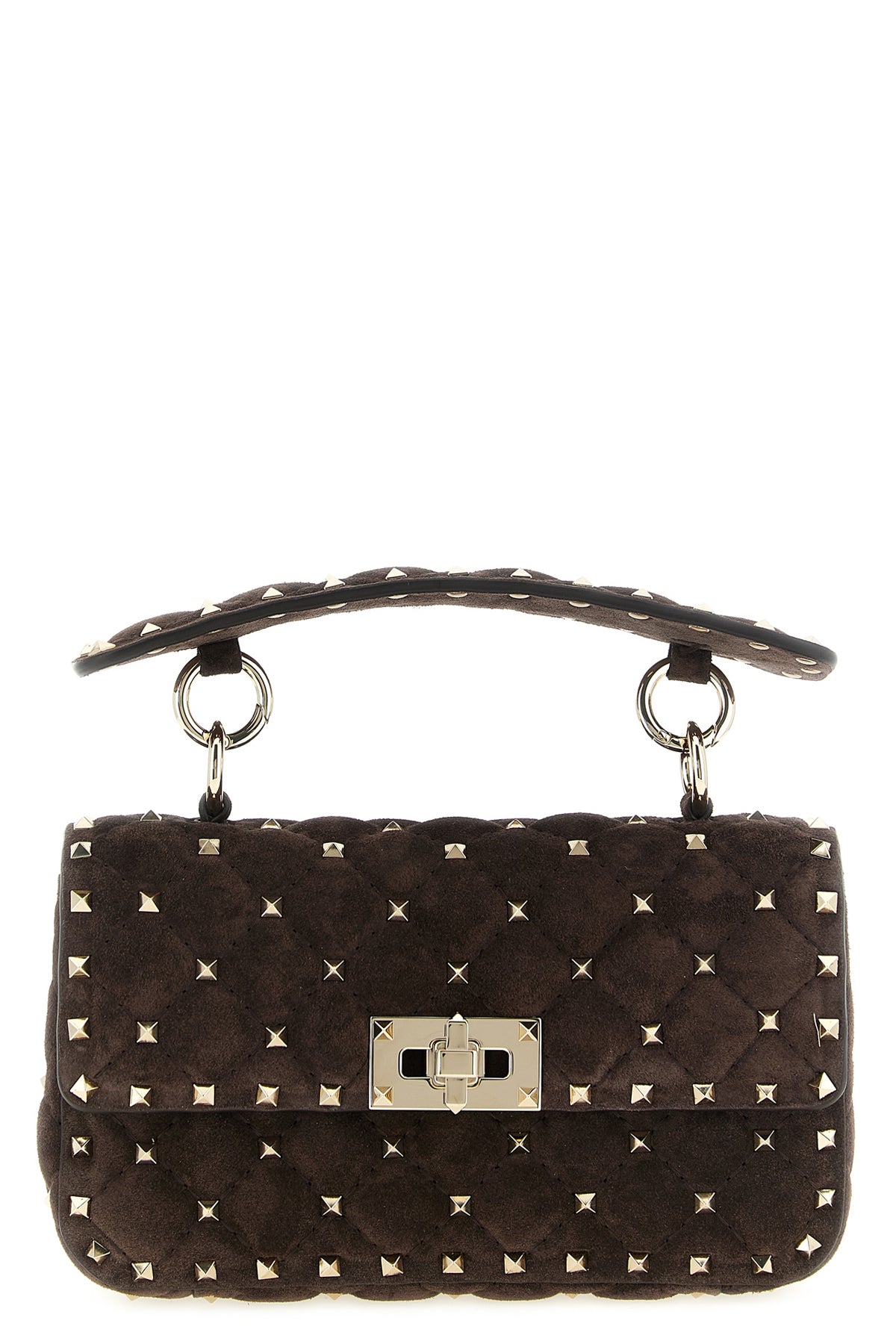 small rockstud spike diamond-shaped suede quilted suede shoulder bag