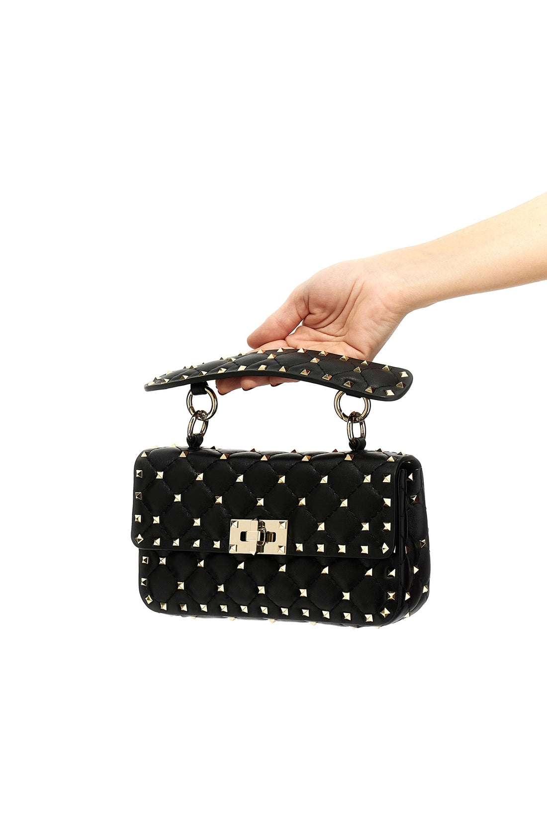 VALENTINO GARAVANI OS small rockstud spike nappa leather handbag