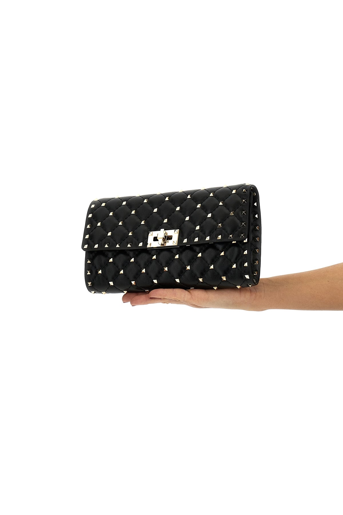 rockstud spike quilted nappa leather shoulder bag