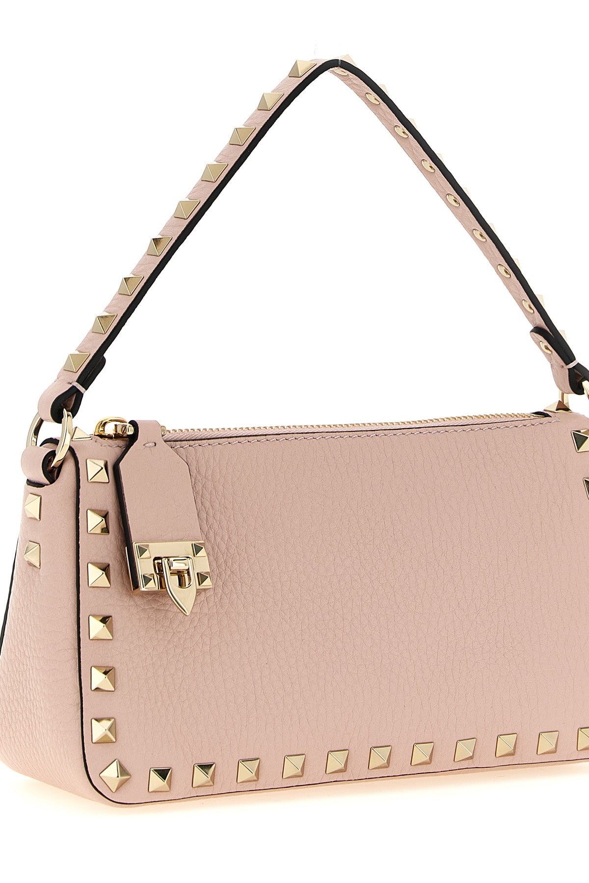 the valentino garavani rockstud small shoulder bag is made of fine grained cal