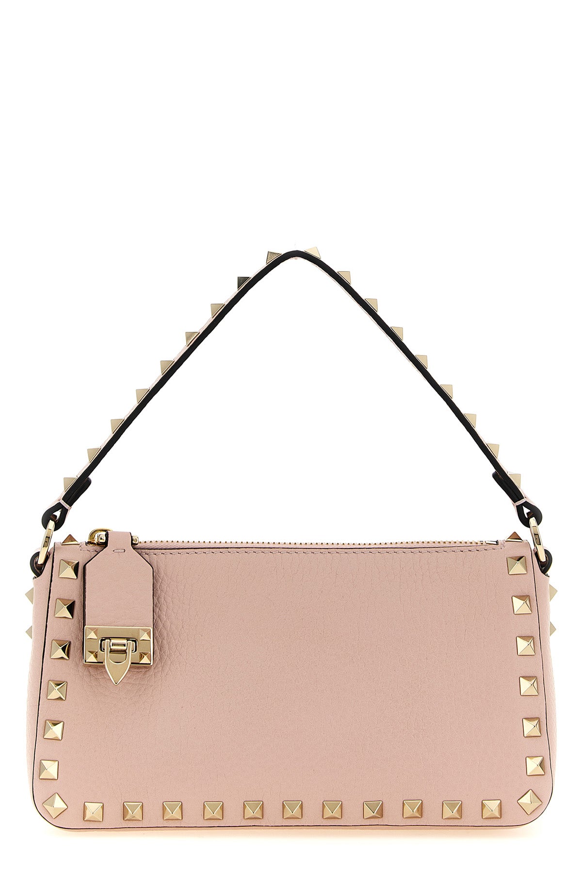 the valentino garavani rockstud small shoulder bag is made of fine grained cal