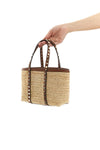 rockstud mini shopping bag in natural woven raffia