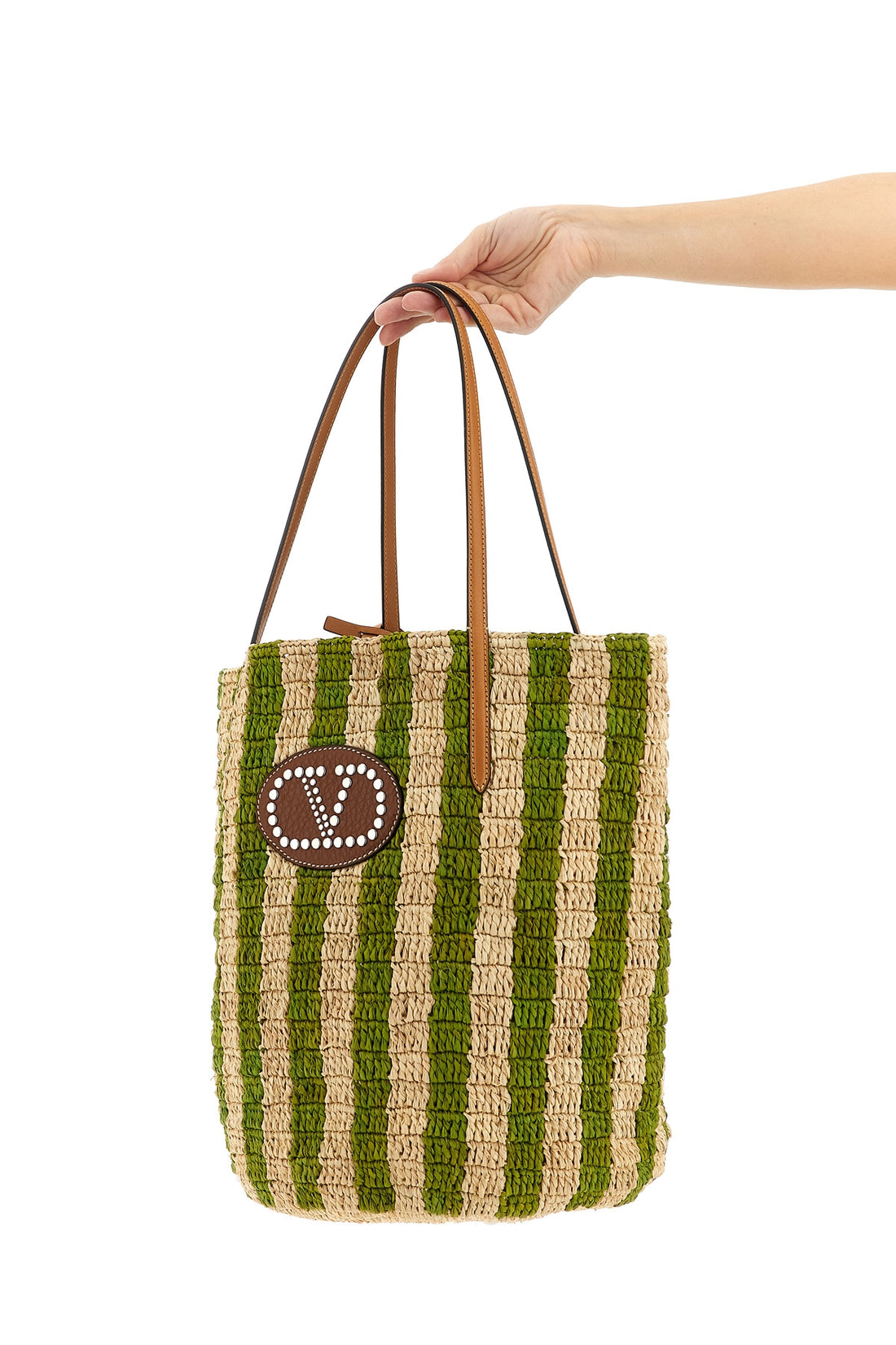 VALENTINO GARAVANI OS hand-woven natural raffia shopping bag