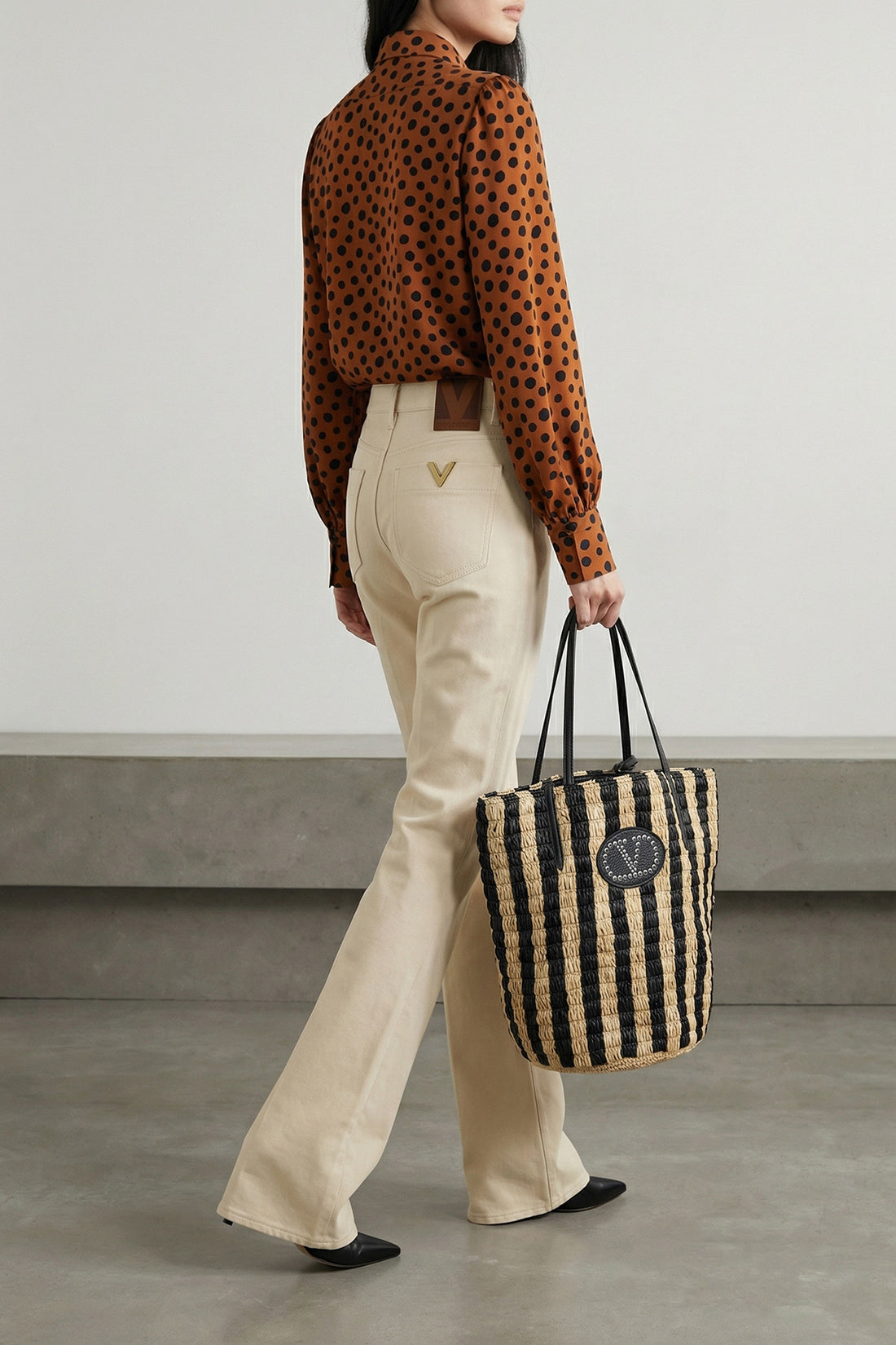 VALENTINO GARAVANI OS hand-woven natural raffia shopping bag