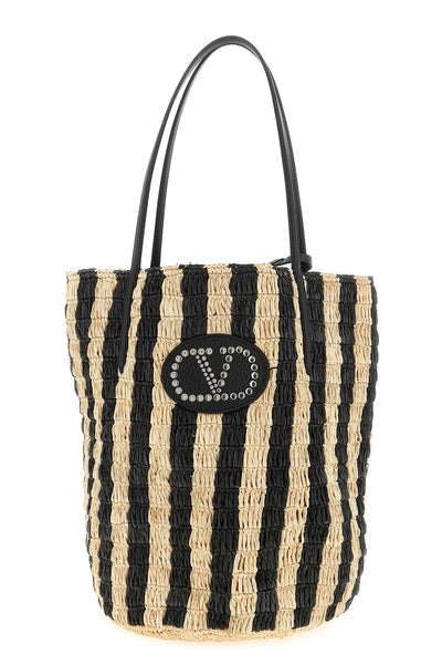 hand-woven natural raffia shopping bag